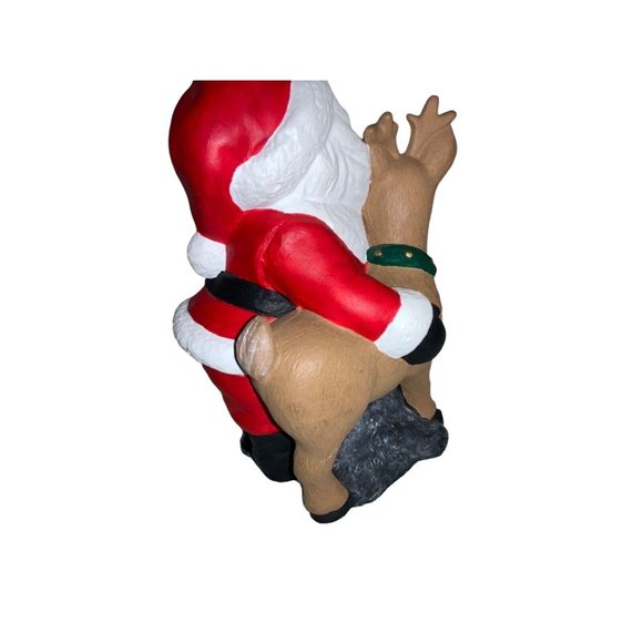 Hand Panted Santa and Rudolph Ceramic Figurine - Picture 6 of 8